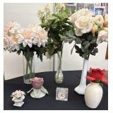 Vases, Silk Flowers, Porcelain Flowers