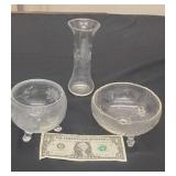 Vintage Etched Glassware
