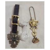 Vtg Watch Fobs & Lapel Stick Pin Vase