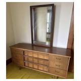 Mid-Century 9 Drawer Dresser with Mirror
