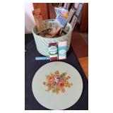 VTG Harvey Mint Green Wicker Sewing Box