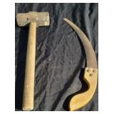 Vintage 20" Sledgehammer & Curved Handsaw