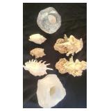 Vintage Resin Figurines, Candle Holders, Shells