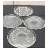 Four 13" Round Glass Serving Platters