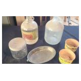 Vintage Bottles, Jar, Silver (?) Tray