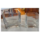 Heavy Square Glass Vases