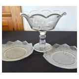 Smoke Glass Pedestal Compote Bowl