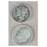 Mercury and Roosevelt Dimes