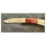 NRA 440 Lockback Red Wood Pocket Knife