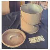 Antique (?) Galvinized Metal Bucket with Lid
