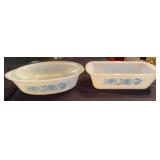 Glasbake "Blue Thistle" Casserole Dish/ Bread
