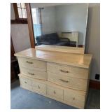 Mid-Century Bassett Blonde Dresser with Mirror