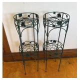 2 Green Ivy Metal 2 Tiered Plant Stands