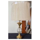 Mid-Century Brass/Crackle Glass Table Lamp