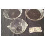 Two Pyrex Pie Plates + Pampered Chef Batter Bowl