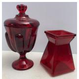 Viking Candy Dish & Red Vase