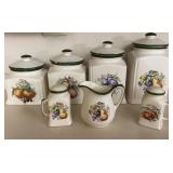 Porcelain Canister Set, Shakers & Creamer