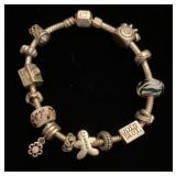 Pandora style sterling charm bracelet