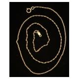 14K white gold 1mm fine rope chain