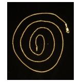 14K yellow gold 1.4mm solid rope chain