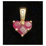 14K yellow gold, Ruby and Diamond pendant