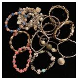 Elastic beaded and link bracelets