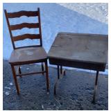 Wooden chair and school desk