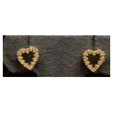 14K white gold and diamond heart-shaped earrings