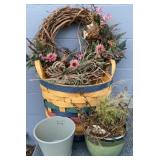 Planters, Basket Planter Cover & Wreath
