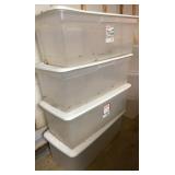 (4) Sterilite 90qt Clear Totes with lids