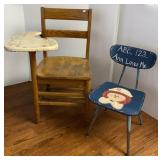 Hand painted Oak School Desk & Chair