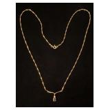 14K yellow gold, sapphire & diamond necklace