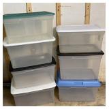 (7) Miscellaneous Clear Totes with Lids