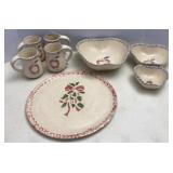Apple Pattern Pottery Mugs & Serving Bowls