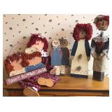 Wooden Raggedy Ann & Andy Dolls