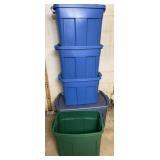 (5) Rubbermaid Totes (one has no lid)