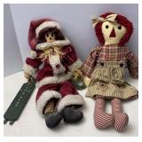Handmade Raggedy Ann & Andy Christmas Dolls