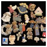 Resin and wooden bear and Angel pins