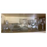 Clear Glass Silver Rim Stemware & Serving Pieces