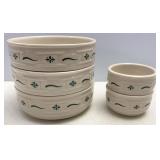 Longaberger Pottery Heritage Green Soup Bowls &
