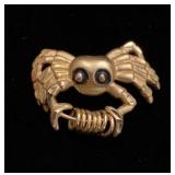 14K yellow gold crab pendant