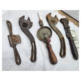 Hand tools, antiques, wrenches, hand drill