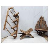 Wood Knick knack shelves & book holder