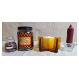 Amber Glass Star Candle Holder & Jar Candles