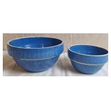 2 Blue Crock Mixing Bowls