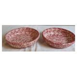2 Henn Workshops Pink Spongeware Round Bowls