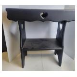 Black Wooden Accent Table w/Heart Cut-Outs