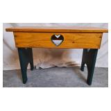 Farmhouse Style Wooden Bench w/Heart Cutout