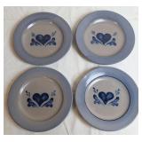 4 Rowe Pottery Works Salt-Glazed Blue Heart Salad