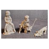 Boy, Girl & Dog Pewter Figurines